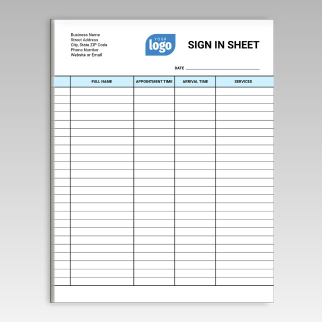Business Client Sign In Sheet Template Notepad Anteckningsblock (Skapare uppladdad)