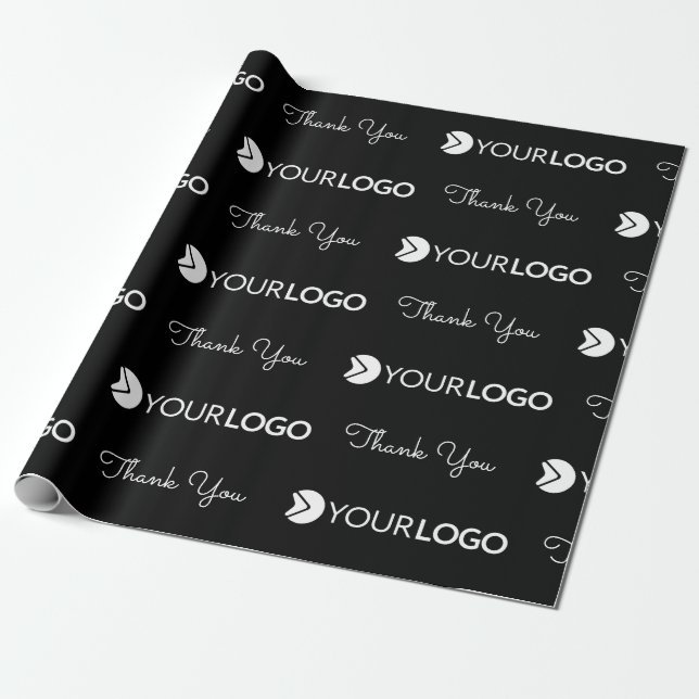 Business Company Anpassningsbar Logotyp Tack Black Presentpapper (Utrullad)