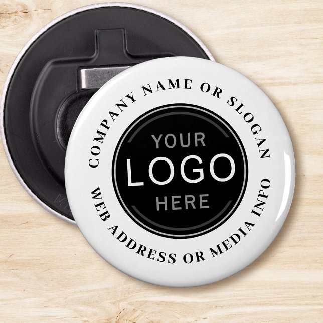 Business Company Logotyp Brand Photo Black Modern Flasköppnare (Edit the design to change primary color, text color and much more)