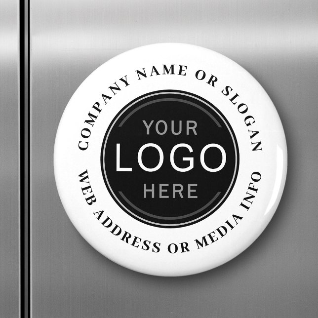Business Company Logotyp Brand Photo Black Modern Magnet (Edit the design to change background color, arrange elements and more)