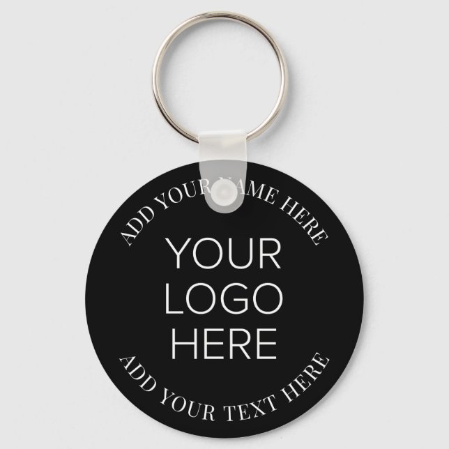 Business Company Logotyp Promotional Black Nyckelring (Framsida)