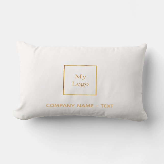 Business Company logotyp white guld elegant Lumbarkudde (Framsida)