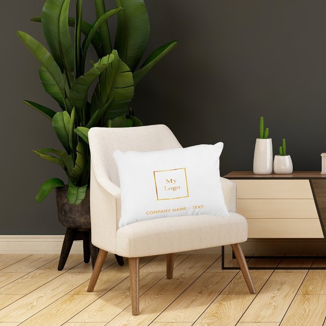 Business Company logotyp white guld elegant Prydnadskudde (Skapare uppladdad)