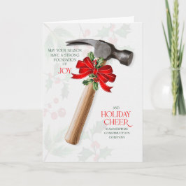 Business Construction Hammer Joy and Cheer Custom Helgkort