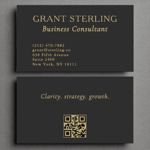 Business Consultant Minimalist Black Guld QR-kod Visitkort
