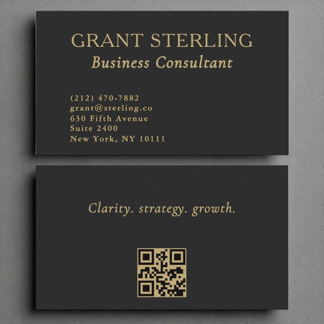 Business Consultant Minimalist Black Guld QR-kod Visitkort (Skapare uppladdad)