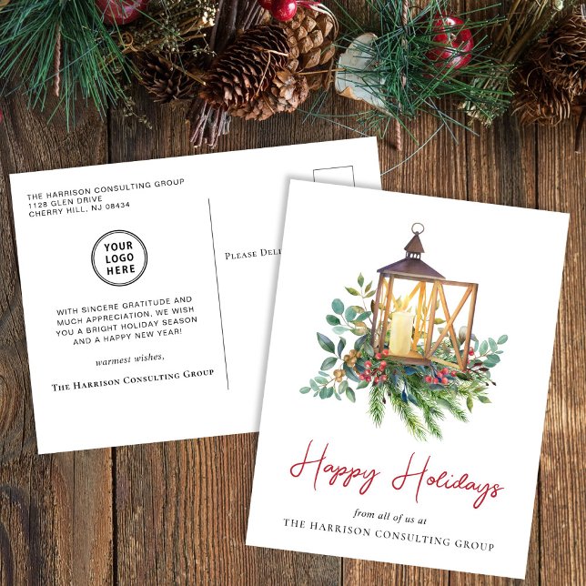 Business Corporate Logotyp - julfärg Helg Vykort (Spread the joy of the season and strengthen business relationships with our elegant holiday postcard)