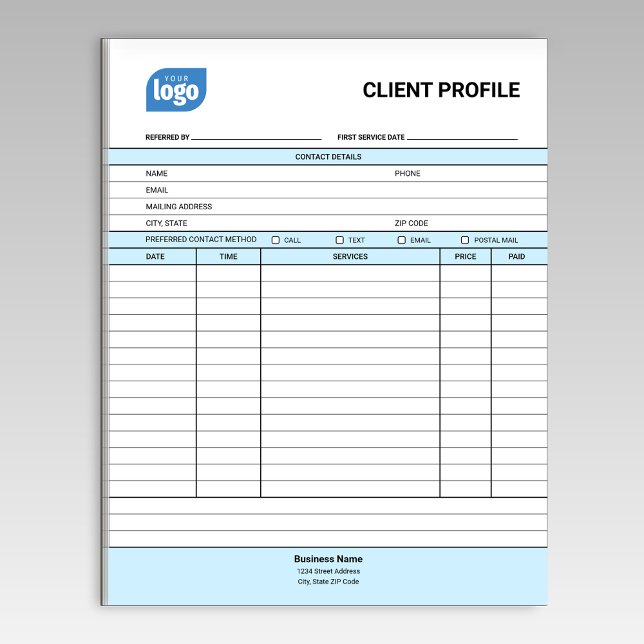 Business Customer Client Profile Sheet Notepad Anteckningsblock (Skapare uppladdad)