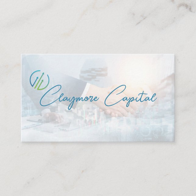 Business Deal Hand Shake | Financial Charts Visitkort (Framsida)