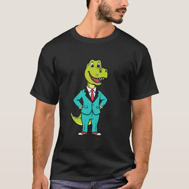 Business Dinosaur Tecknad T-Shirt (Framsida)