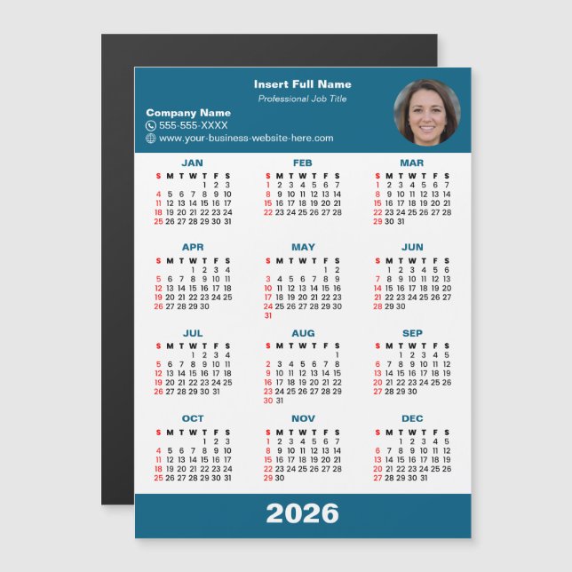 Business Entrepreneur 2026 Calendar Magnet (Fram/baksida)