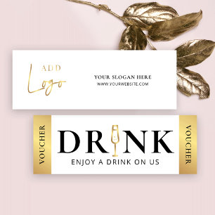 Business Event Elegant Guld Logotyp Drink Voucher Mini Visitkort