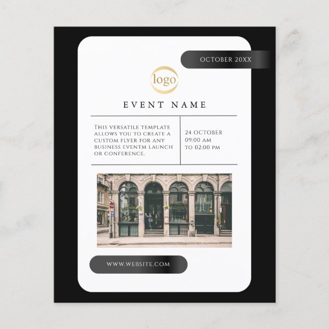 Business Event Svart Professionell Minimalistisk  Flygblad (Framsidan)