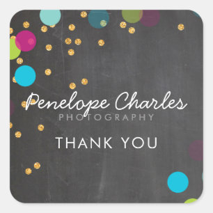 BUSINESS färglös guld glitter konetti-krita Fyrkantigt Klistermärke