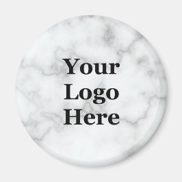Business Faux White Marble Your Logotyp here-mall Magnet