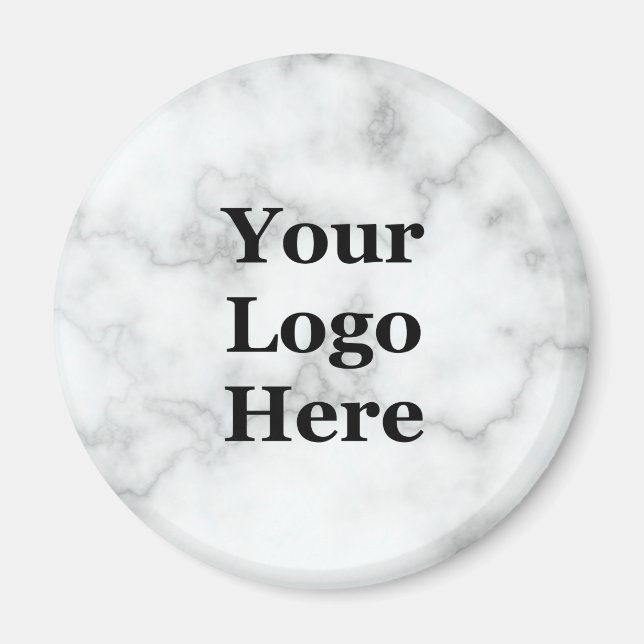Business Faux White Marble Your Logotyp here-mall Magnet (Framsidan)