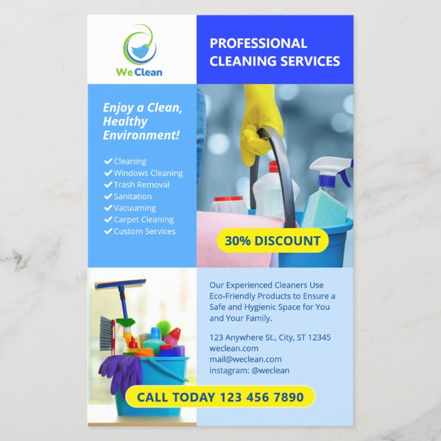 Business Flyer för Städning av professioneller (Framsidan)