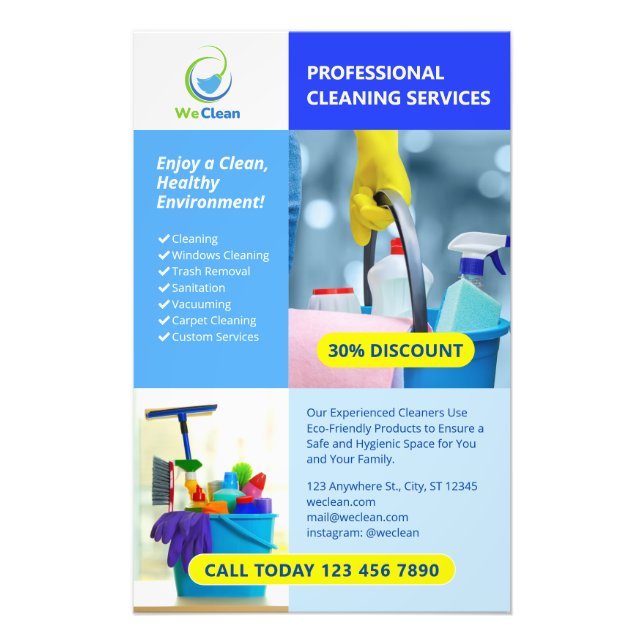 Business Flyer för Städning av professioneller Fototryck (Framsidan)