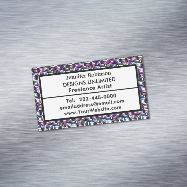 Business Geometric Lila Blue Magnetiska Visitkort (In Situ)
