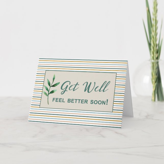 Business Get well Minimalist Rand Leafy Gren Kort (Framsida)