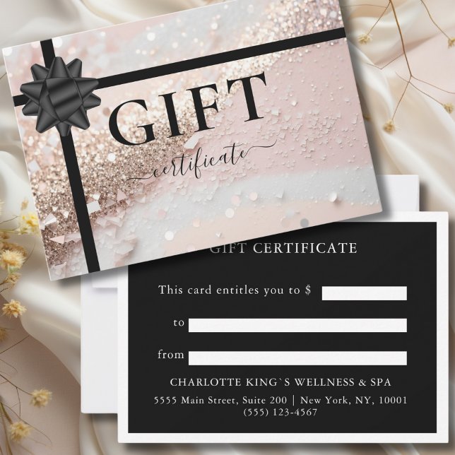 BUSINESS GIFT CERTIFICATE | Band | GLITTER (PERSONALIZED BUSINESS GIFT CERTIFICATE | Ribbon | Glitter)