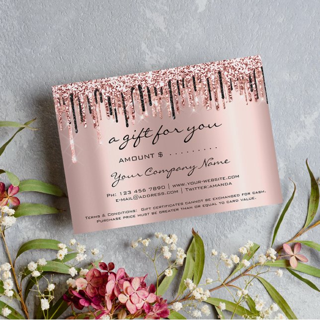 Business Gift Certificate Beauty Modern Ro Drives (Business Gift Certificate Beauty Modern Rose Drips)