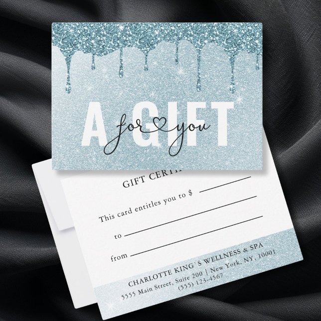 BUSINESS GIFT CERTIFICATE | Blå Glitter (BUSINESS GIFT CERTIFICATE | Rosegold Glitter Drop)