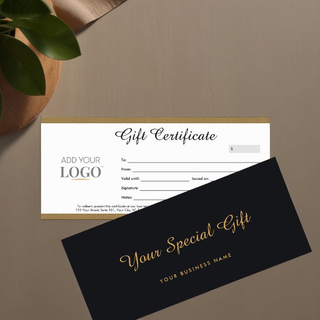 Business Gift Certificate | Black & Guld Voucher (Business Gift Cards in Black & Gold)