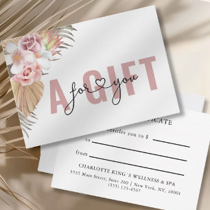 BUSINESS GIFT CERTIFICATE   BOHO