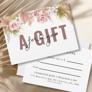 BUSINESS GIFT CERTIFICATE   BOHO
