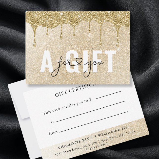 BUSINESS GIFT CERTIFICATE | GLITTER GULD (BUSINESS GIFT CERTIFICATE | Gold Glitter Drop)