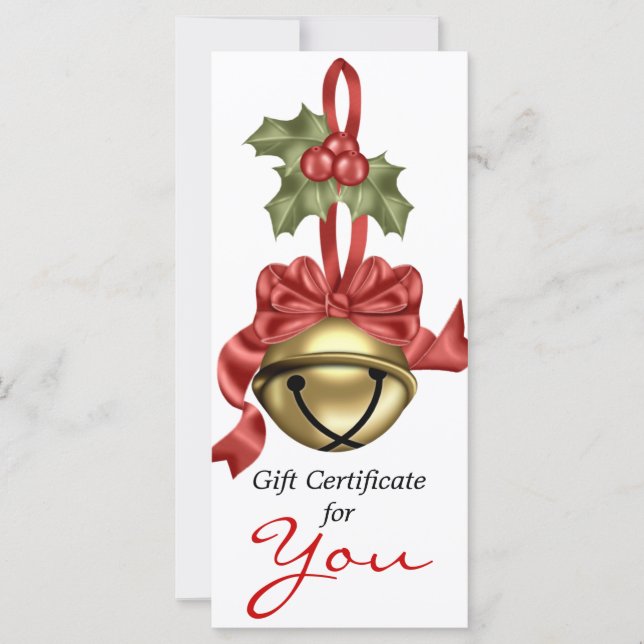Business Gift Certificate Guld Bell Red Ribbon (Framsida)