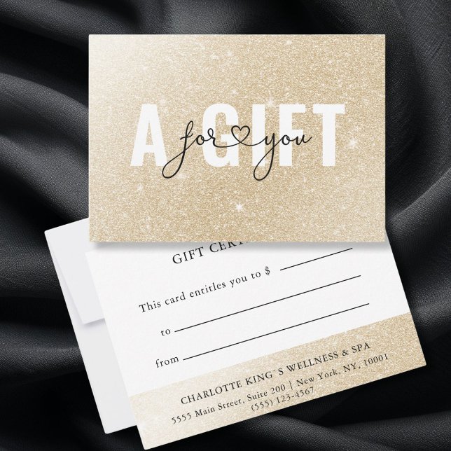 BUSINESS GIFT CERTIFICATE | GULD GLITTER (GESCHÄFTSGESCHENKZERTIFIKAT | Gold Glitter. Add a touch of glamour to your business offerings wi)