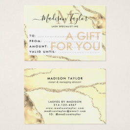 Business Gift Certificate Guld Glitter Agate Visitkort