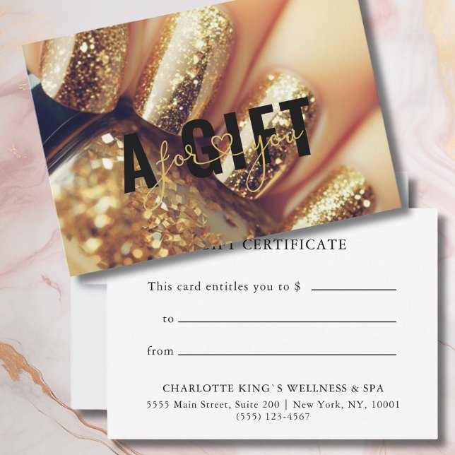BUSINESS GIFT CERTIFICATE | GULD GLITTER NAGEL (BUSINESS GIFT CERTIFICATE | Glitter Nails)