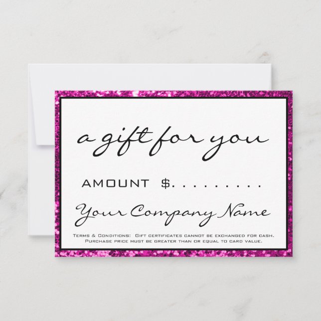 Business Gift Certificate Lila Rosa White Logotyp (Framsida)