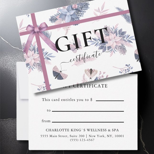 BUSINESS GIFT CERTIFICATE | Modern | Band | (BUSINESS GIFT CERTIFICATE | modern, minimal, ribbon & Christmas pattern.)