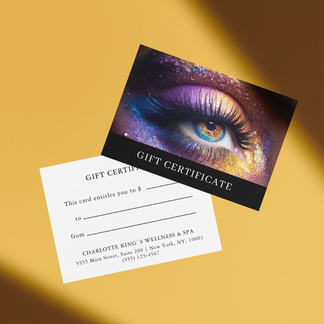 BUSINESS GIFT CERTIFICATE | Modern | Foto Glitter (Personalized, BUSINESS GIFT CERTIFICATE | Modern | Photo, Makeup, Glitter.)