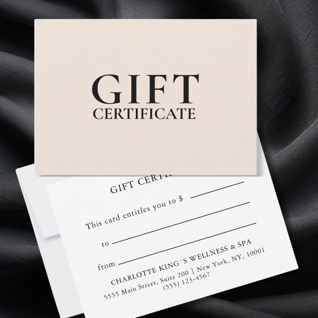BUSINESS GIFT CERTIFICATE | Modern | Minimal| (BEIGE  BUSINESS GIFT CERTIFICATE | Modern | Minimal|)
