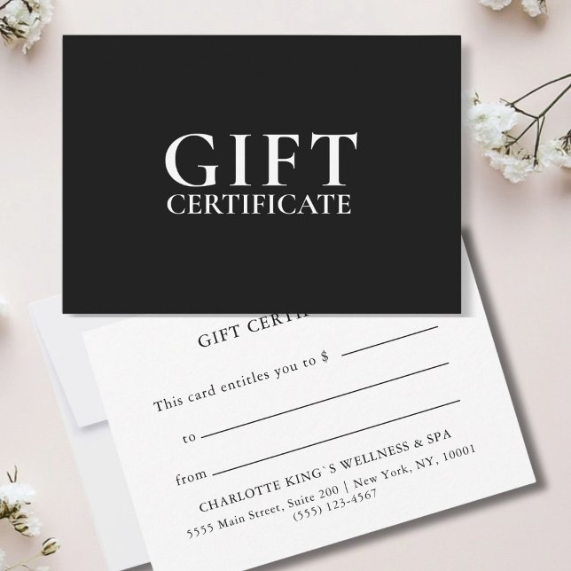 BUSINESS GIFT CERTIFICATE | Modern | Minimal| (BLACK BUSINESS GIFT CERTIFICATE | Modern | Minimal|)