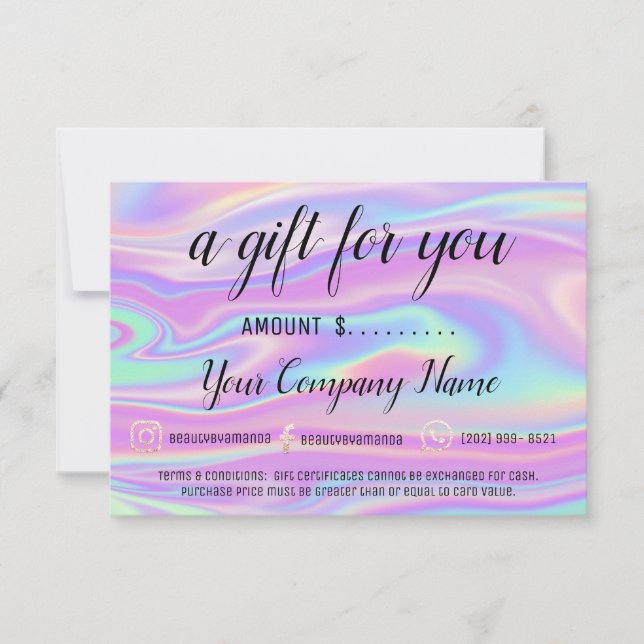 Business Gift Certificate Modern Social Holograph (Framsida)
