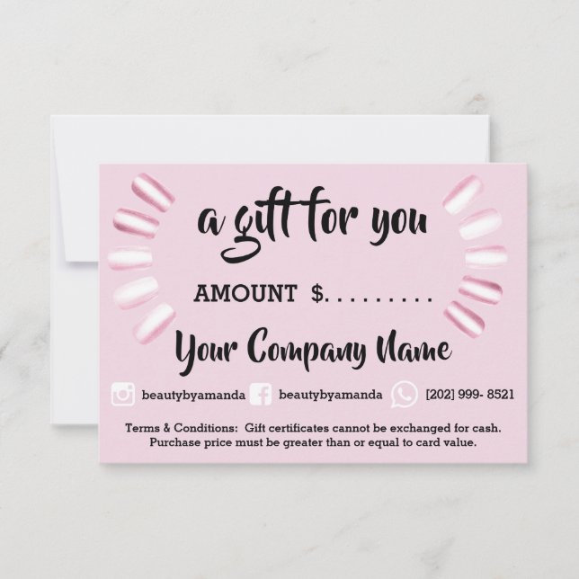 Business Gift Certificate Nagel Studio Rosa (Framsida)