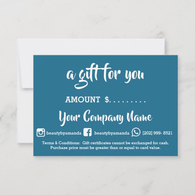 Business Gift Certificate Online Shop Studio Blue (Framsida)