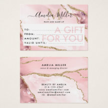Business Gift Certificate Rosa Guld Glitter Agate