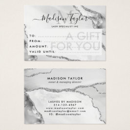 Business Gift Certificate Silver Glitter Agate Visitkort