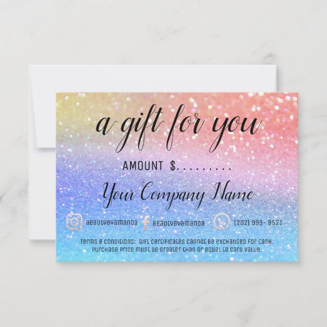 Business Gift Certificate Social Logotyp Glitter (Framsida)