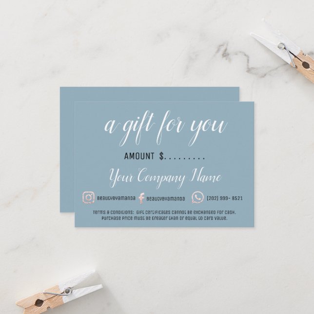 Business Gift-certifikat - helt enkelt Logotyp Soc (Fram/Back In Situ)