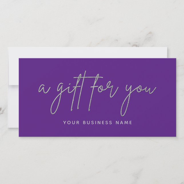 Business Gift Voucher silver Glitter (Framsida)