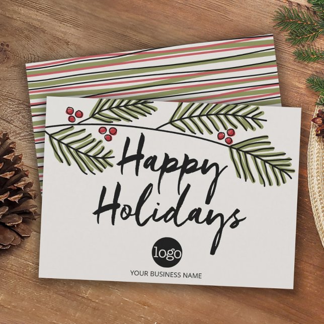 Business Glad helg Rustic Gräs Träd Grenar Julkort (Skapare uppladdad)