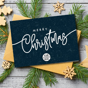 Business God jul Script Company Logotyp Snö Julkort